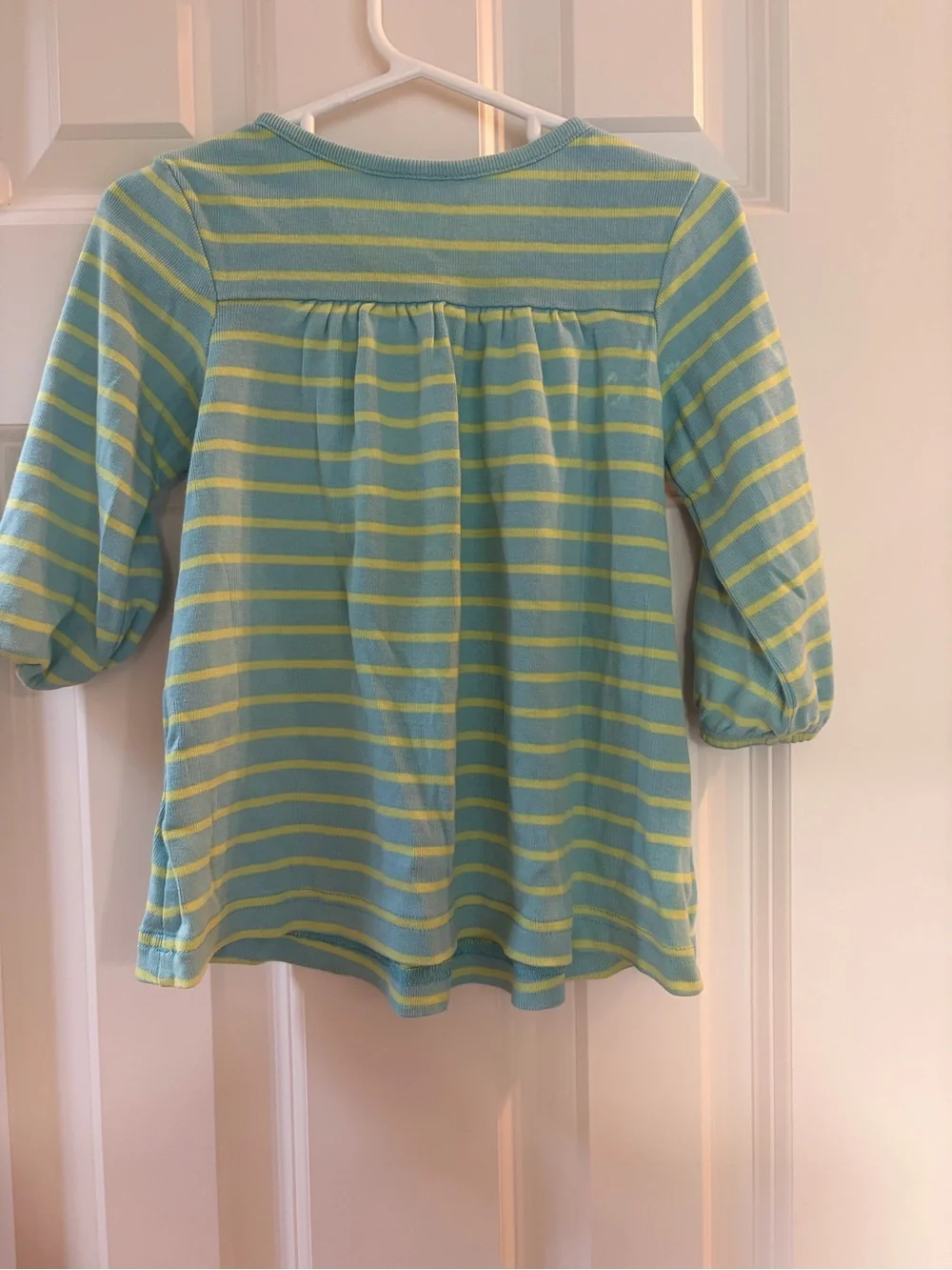 Hanna Andersson Blue & Yellow Striped Long-Sleeve dress 80 2T